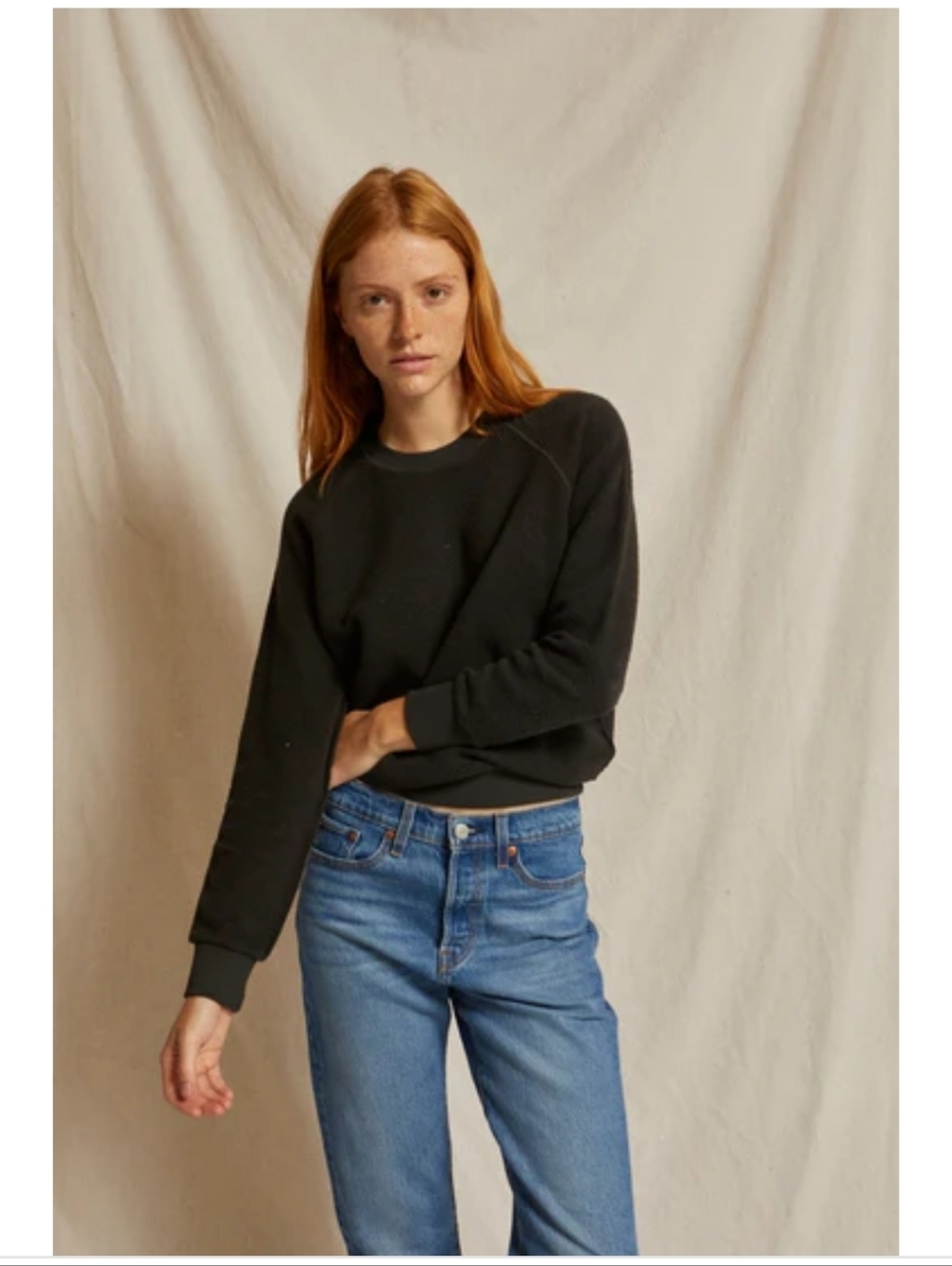 Perfect White Tee Ziggy Reverse Fleece Sweatshirt In Faded Black